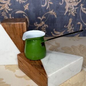 Vintage Estate Small Green Enamel Butter Warmer Ladle Dipper